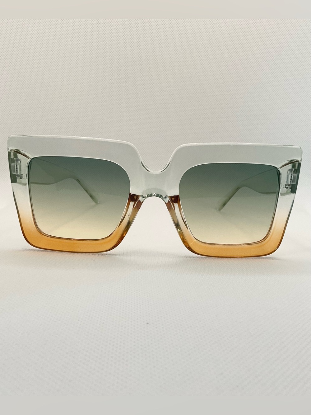 Trendy Oversized Green to Amber Gradient Square Sunglasses | MayZai Boutique